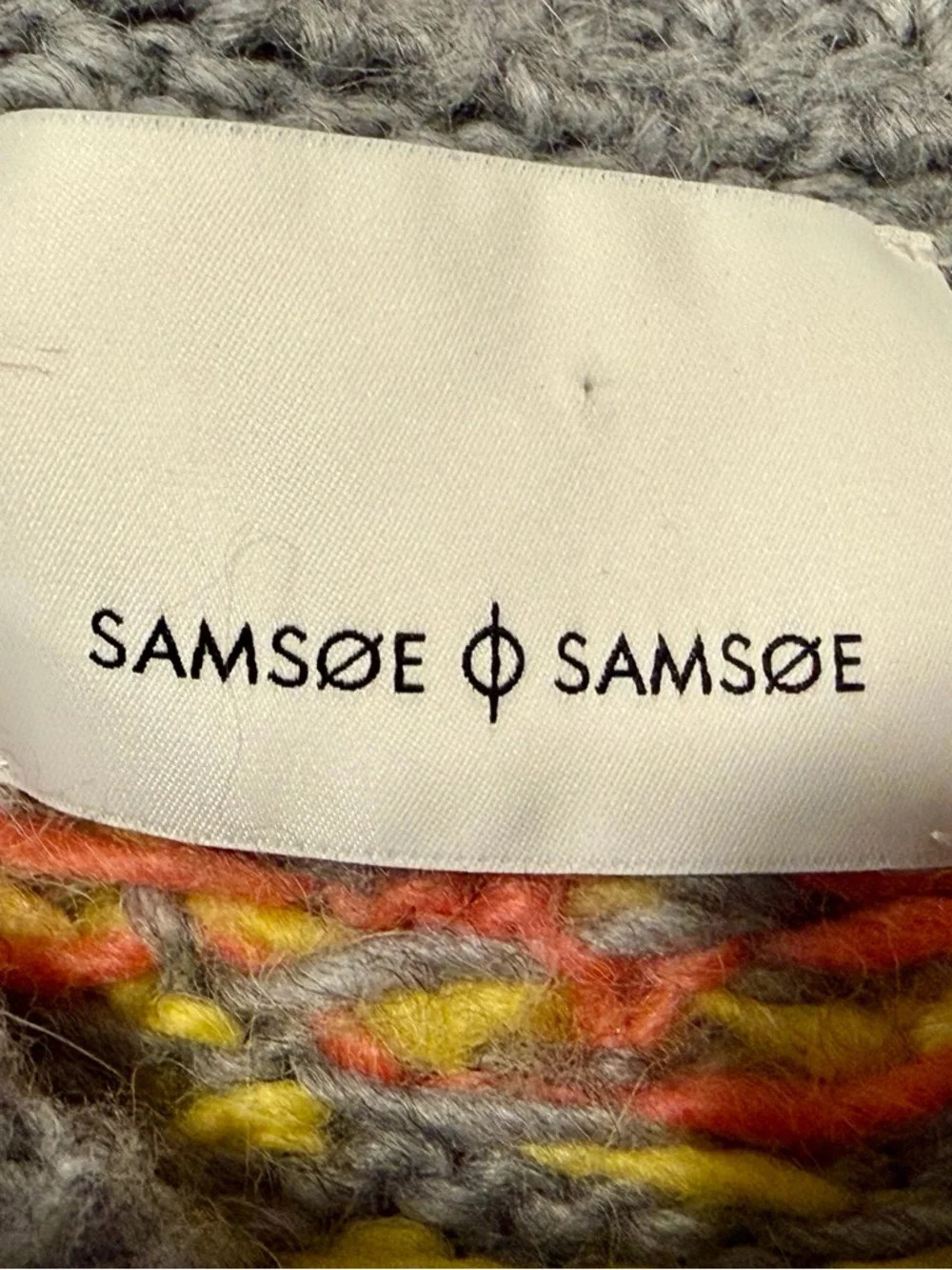 SAMSOE Samsoe Alpaca Fair Isle Sweater, oversized, grey-yellow, S, GUC - Picture 8 of 13
